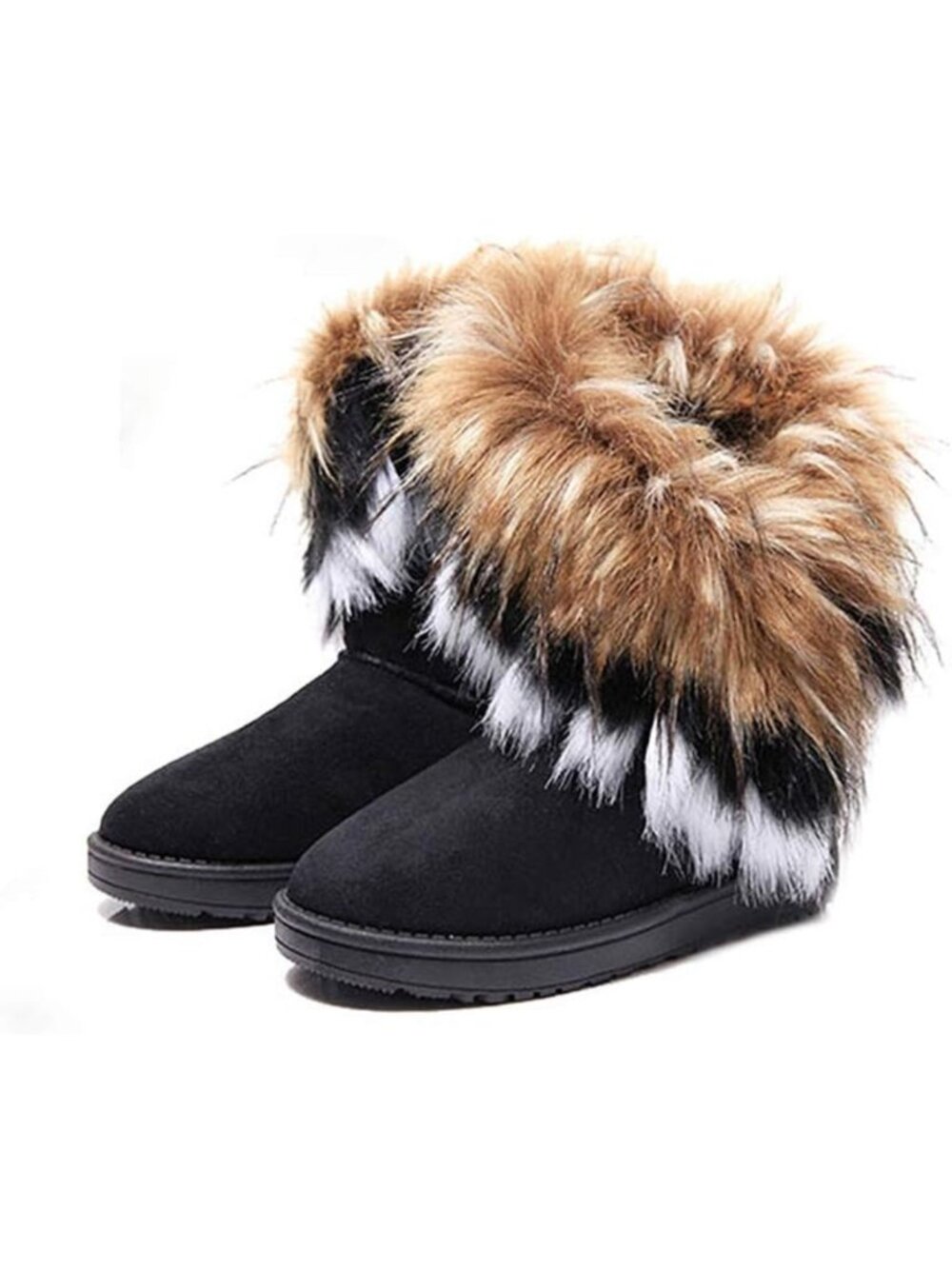 Cozy Faux Fur Tassel Winter Snow Ankle Boots | Suede Flat Design for Comfort